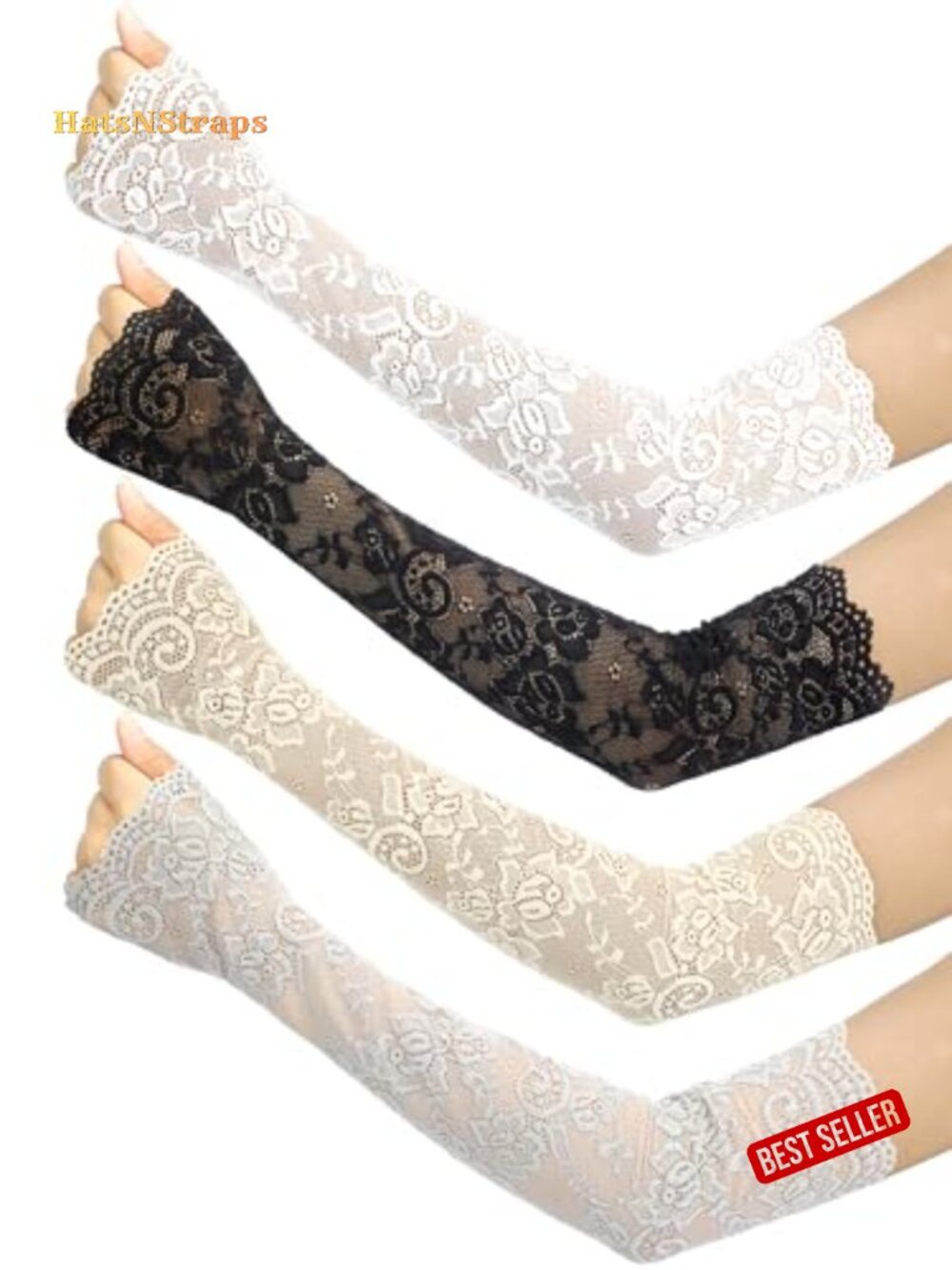 Lace Arm Sleeves Fingerless Elbow Gloves Sun Protection Breathable Floral